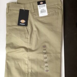 Dickies Men's Khaki Work Pants 27 Reg Wide Leg Flat Front New With Tags